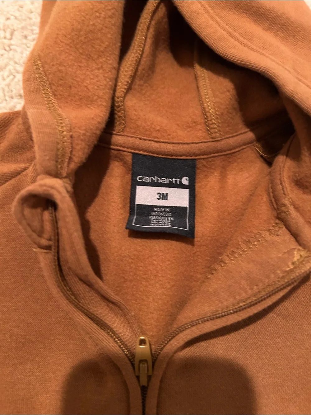 Carhartt Kids Brown Hooded Fleece Zip One-Piece
